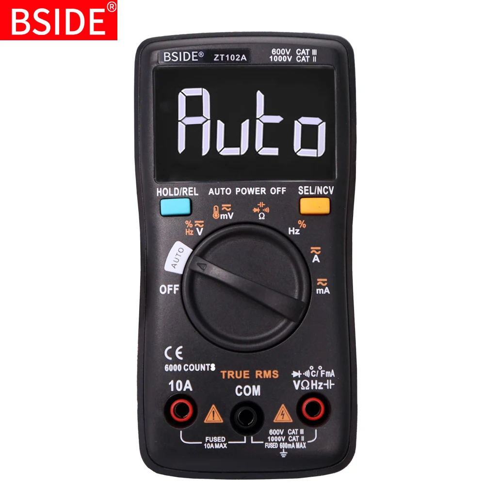 

EBTN LCD Digital Multimeter BSIDE ZT102A True RMS 6000 counts multimetro Auto Ranging AC/DC voltage Current Ohm Hz meter Tester