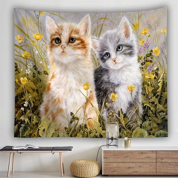 

Lovely Cat Flower Printed Wall Hanging Tapestry Animal Pet Hippie Boho Carpet Wall Murale Decor Tapestry Tapiz Wall Tenture Dorm