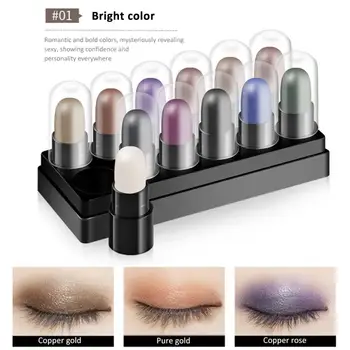 

12Pcs Eyeshadow Pencil Metallic Shadow Eye Cosmetics Eye Shadow Stick High Gloss Pearl Pen Waterproof Sweatproof Silkworm TSLM2
