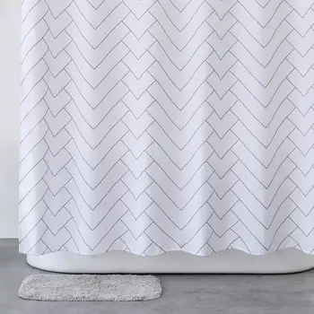 

Black Striped Fabirc Shower Curtain for Bathroom,Waterproof 65Hx72L (6572, Black)