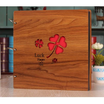 

Fashion 16 inch wooden cover DIY photo album baby growth memory albums life photo embossed book wedding photo collection gift