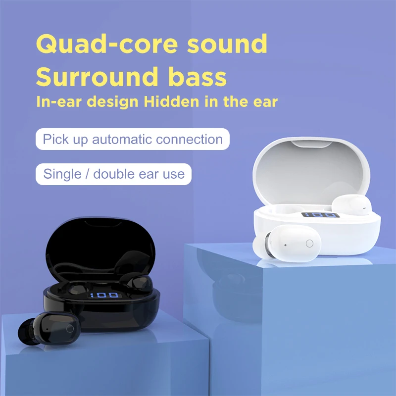 LISTENVO P15 Bluetooth 5.0 Earphones TWS Wireless In-ear Subwoofer LED Display Earbuds Quad-core Voice Sport Deep Waterproof | Электроника