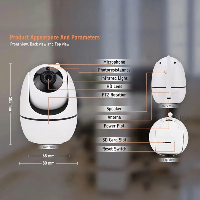 Мини камера FHD 1080 P Wifi AI H.265 PTZ CCTV IP Micro Cam IR Cut ночное видение обнаружение движения