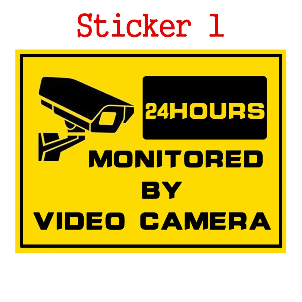 Sticker 1 1 шт. безопасности Предупреждение наклейки 24 часа охранной сигнализации Предупреждение стикеры знаки Камеры Скрытого видеонаблюдения Mark CCTV оповещения Знак наклейки - Цвет: Sticker 1