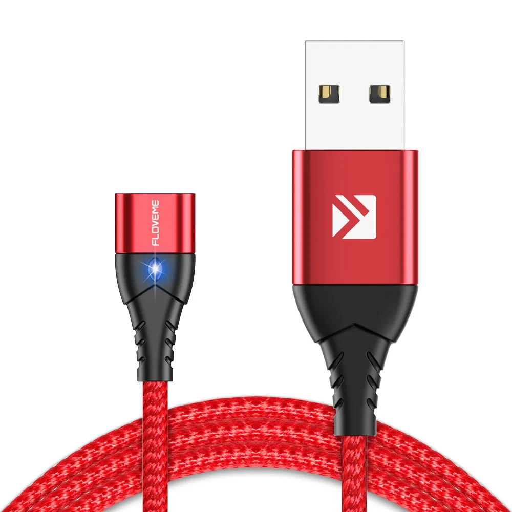 FLOVEME Магнитный кабель Micro usb type C для iPhone кабель освещения 1 м 3A провод для быстрого заряда type-C Магнитный кабель для зарядки телефона - Цвет: red cable only