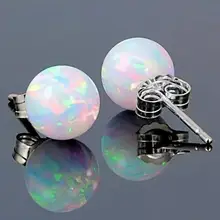 1 Pair Push Back Stud Earring Simple Round Button Bead Women Quartz Amethysts Opal Turquoises Ear Studs Earrings сережки