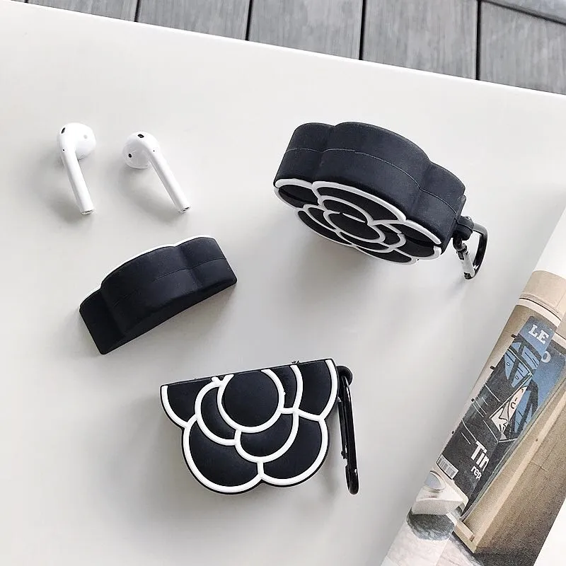 3D Классический роскошный цветок камелии женские противоударные корпусы гарнитурные для Apple Airpods 1 2 Силиконовый наушник защитный чехол