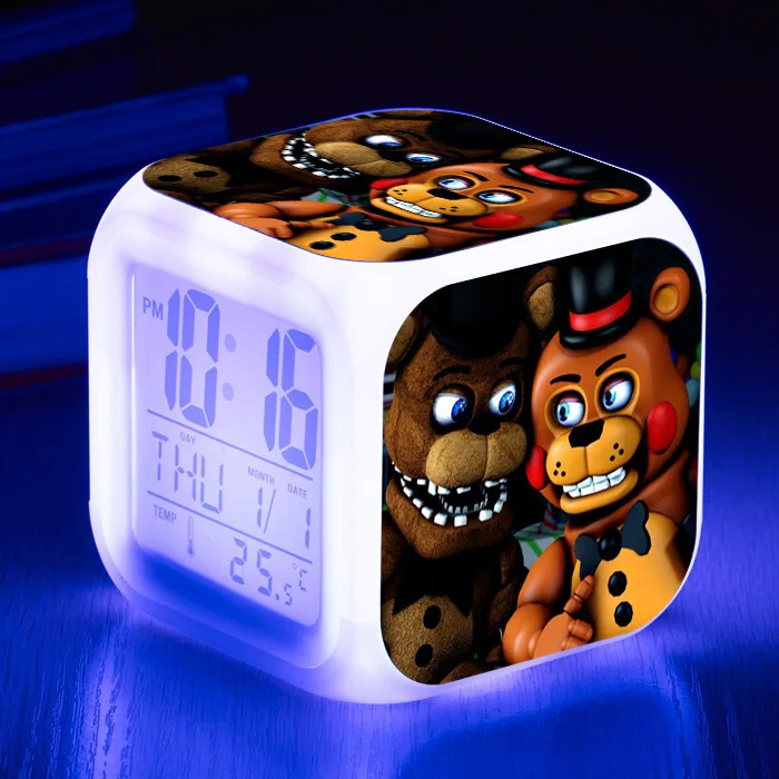 Five Nights At Freddy's 7 цветов светодиодный Будильник FNAF Bonnie Foxy Freddy Fazbear часы с дизайном «Медведь» ночные световые часы игрушки - Цвет: 12