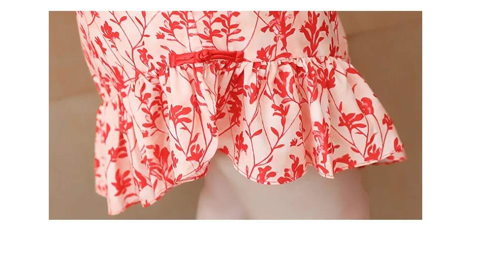 Летнее платье, женское платье чонсам, Ретро стиль, с принтом, для девушек, с коротким рукавом, платья, vestidos, офисное, женское платье