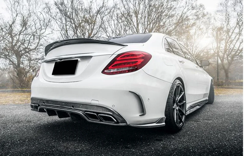 W205 AMG& C63 автомобильный Стайлинг реальные Углеродные задние балетки боковые юбки для Mercedes Benz W205 4 двери AMG C63