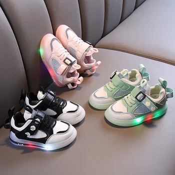 

2020 PU LED boys girl zapatillas de deporte kids shoes Daisy light casual board shoes Sports shoes for 1-3 years old