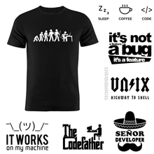 Camiseta masculina 100% algodão coder evolução desenvolvedor programador software ciência da computação engenheiro geek engraçado homem presente de aniversário