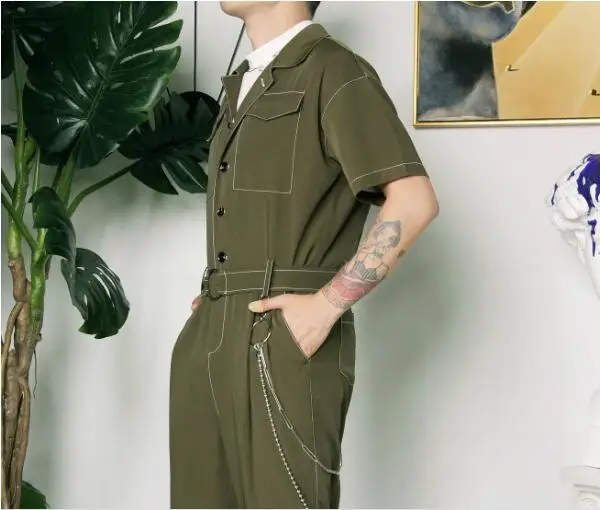 S-6XL! мужские весенне-летние повседневные брюки с короткими рукавами и отворотами