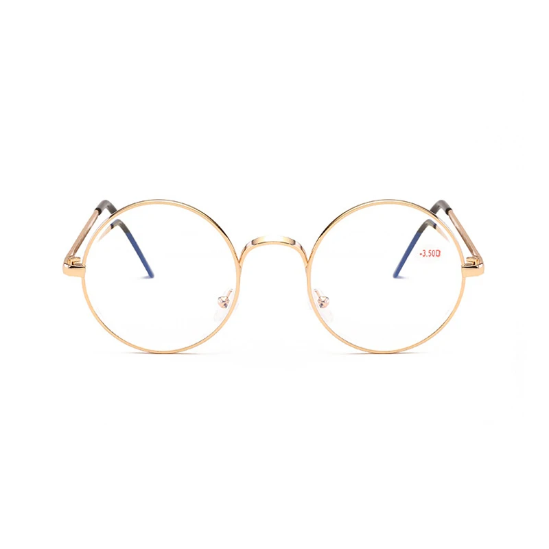 Seemfly Vintage Round Metal Myopia Glasses Women Men Fashion Short-sight Clear Eyeglasses With Degree -1.0-1.5-2.0-2.5-3.0-3.5-4