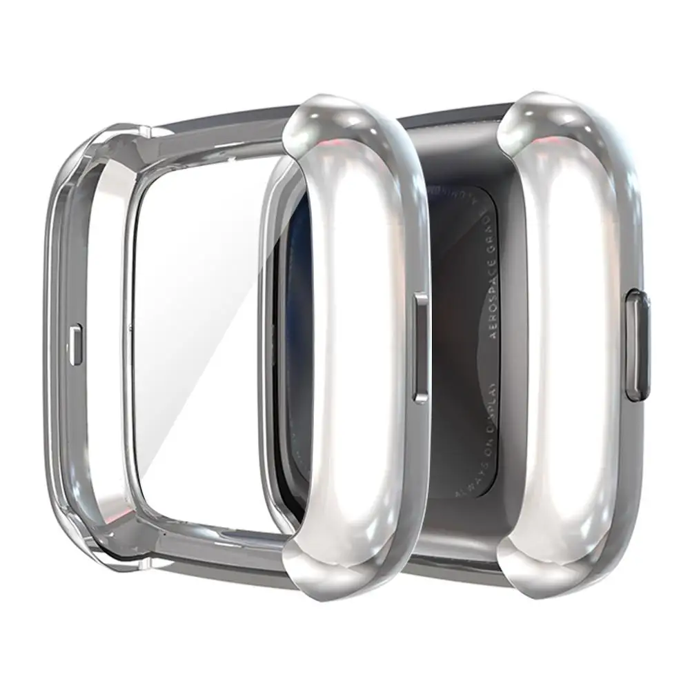Silver Полный защитный чехол из ТПУ Для Fitbit Versa 2, мягкий чехол с покрытием, прозрачный чехол для Fitbit Versa 2, аксессуары для умных часов - Цвет: Silver
