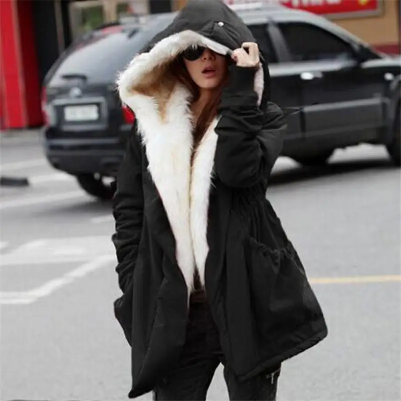 Solid Color Fur Parkas Mujer Cotton Padded Hooded Jacket Winter Coat Women ,Casual Parka Femme ,Arm Female Winter Jacket Tt1562