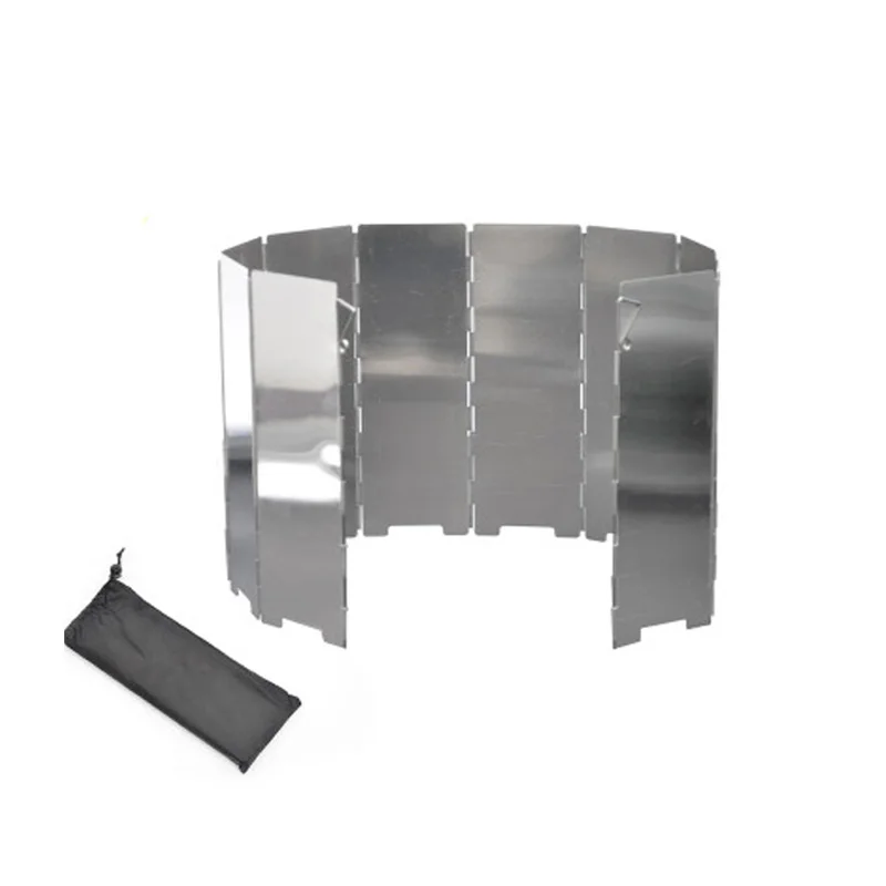 Pare-vent pour réchaud de camping pliable, 9 Plaques en aluminium pour réchaud de camping avec sac de transport