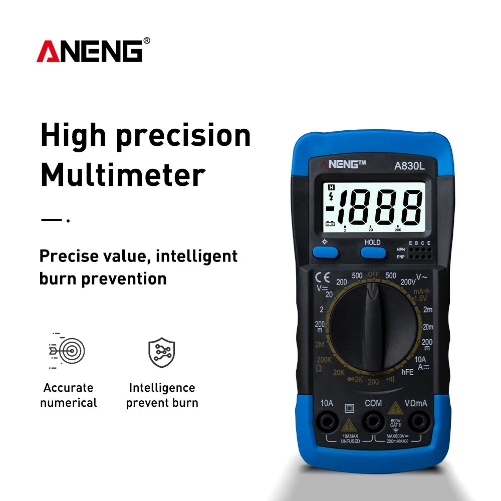 F ANENG A830L мультиметр цифровой тестер мультиметр multimeter мультиметры транзистор тестер мултиметр multimetr digital multimeter tester мини мультиметр транзисторов lcr meter esr конденсаторов мултиметор meter - Цвет: F