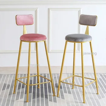 

Bar High Chair Dining Chair Nordic Casual Tea Shop Bar Chair Coffee Light Minimalist Bar Stool Back Dressing Table Bar Chairs