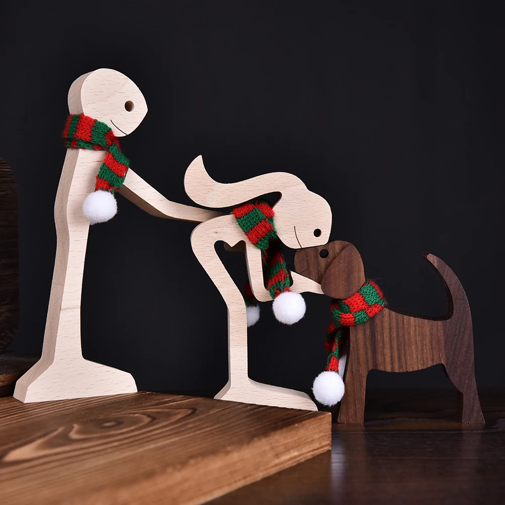 Pet Decorations Craft Wooden Dog Cat Doll Ornaments Carved Model Home Office Ornaments Creative Love Pets Dropshipping