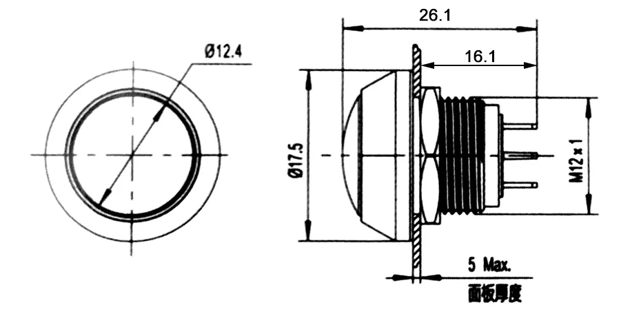 round head dot led illuminated metal push button switch