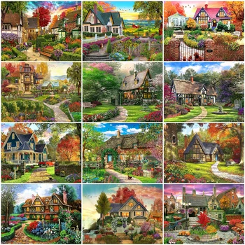 

AZQSD Paint By Numbers For Adults Canvas Landscape DIY Unframe Handpainted Gift Coloring By Numbers House Kits Abstract Art