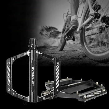 

WHEEL UP 2pcs Bicycle Pedals CNC Aluminum Alloy Dual Bearing Non-slip Road Bike Foot Pedal Black Cycling Mtb Accessories