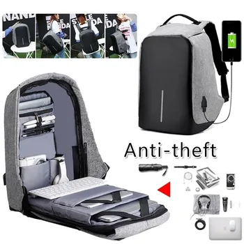 

High Quality Fashion Anti-theft Laptop Notebook Backpack +USB Charging Port School Bag Travelling Bag Unisex Leisure Backpack