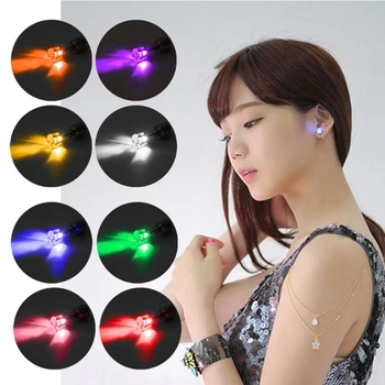 

9 Pairs Shiny LED Color Change Party Stud Earrings Light Up Flashing Blinking Stud Earrings Kit Fashion Jewelry