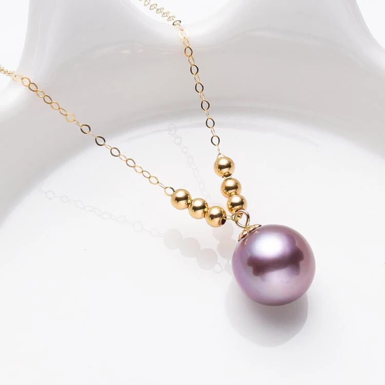 

18k Gold Real AU750 Metal 10-11mm Freshwater Natural Pearl Necklace Chain Nice Party Gift