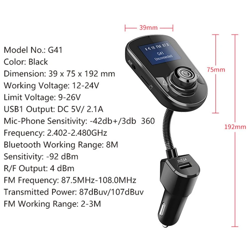 Bluetooth fm-передатчик для автомобиля, беспроводной автомобильный fm-передатчик, Радио адаптер, автомобильный комплект с дисплеем 1,77 дюйма, поддерживает Tf/Sd карты и U