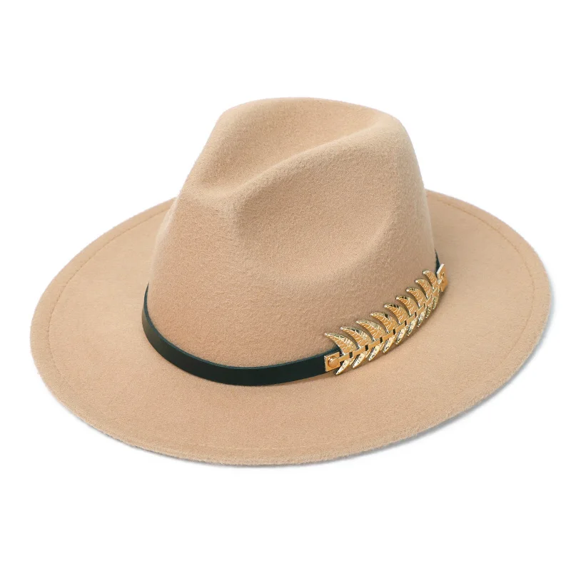 Женские шляпы из искусственного шерстяного войлока, женская зимняя шляпа джентльмена, осенняя Классическая джазовая фетровая шляпа для мужчин - Цвет: Khaki