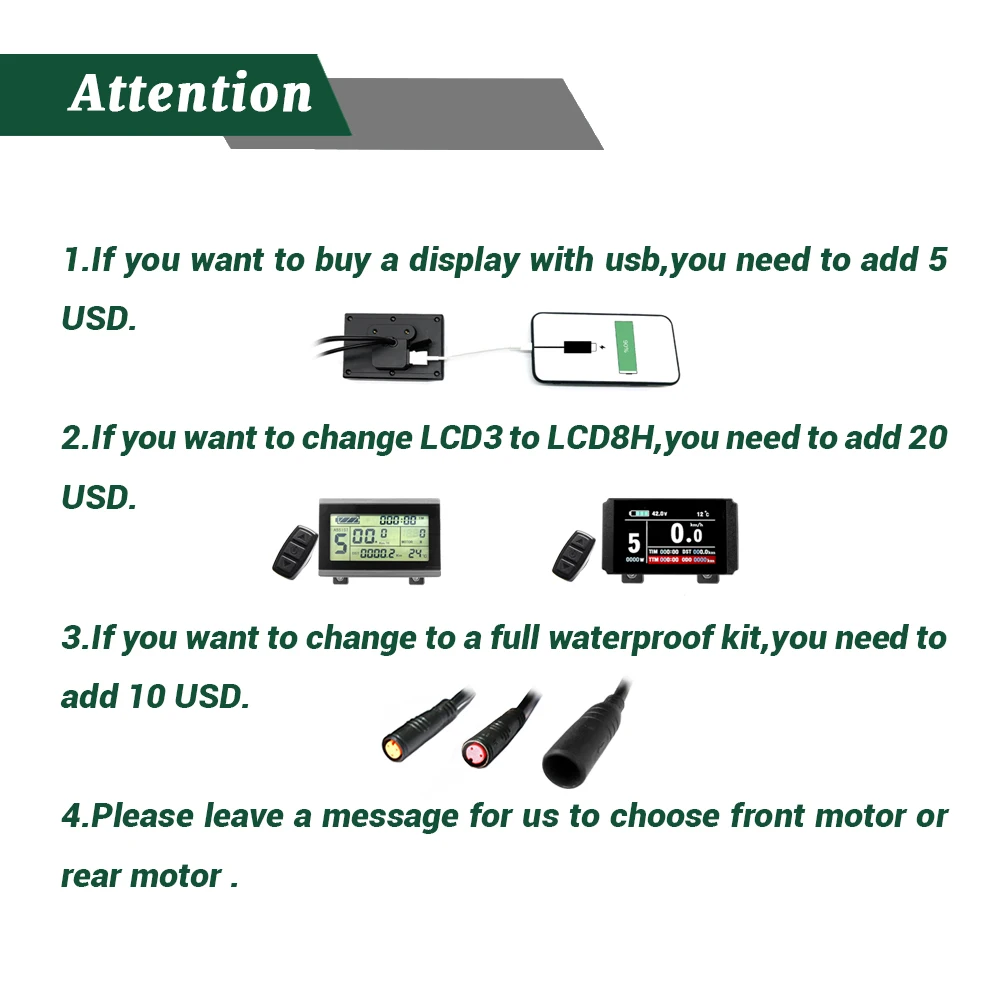 US $241.00 e Bike Kit 48V 1000W Front Rear Motor 26 28 Electric Wheel hub motor lcd3 kit Electric bike Bicycle Conversion Kit