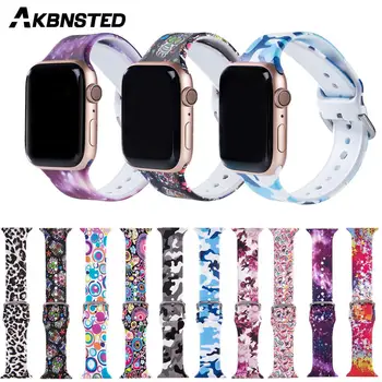 

AKBNSTED 38mm Spray Paint Soft Silicone Watch Strap For Apple Watch Smart Watch Replacement Wristband For Apple Watch 42mm Band