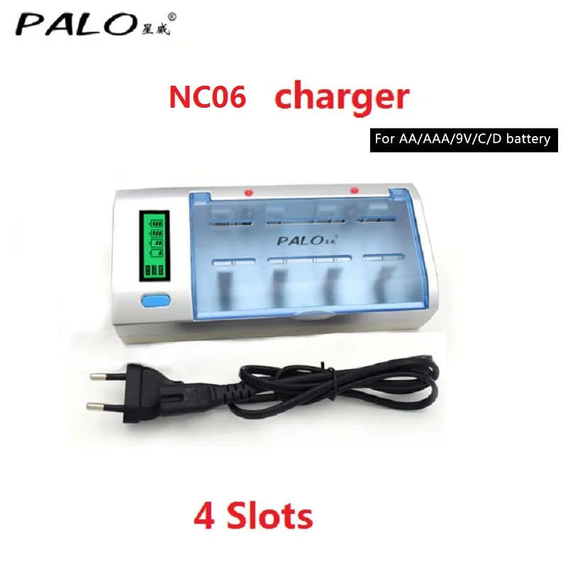 

PALO NC06+car Smart Intelligent LCD Universal Battery fast charging For AA AAA 9V C D Rechargeable Battery AU/EU/US/UK Plug