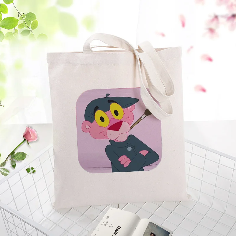 Розовая серия, вместительная сумка для покупок, сумка, холст, печать на заказ, текстовый логотип, сделай сам, ежедневное использование, экологическая многоразовая утилизация