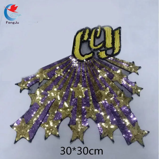 

FengJu Explosive Star sequined Patches for Clothes T-shirt sew on Patches Decorative Patches Sewing Repair Decoration fabric 1pc