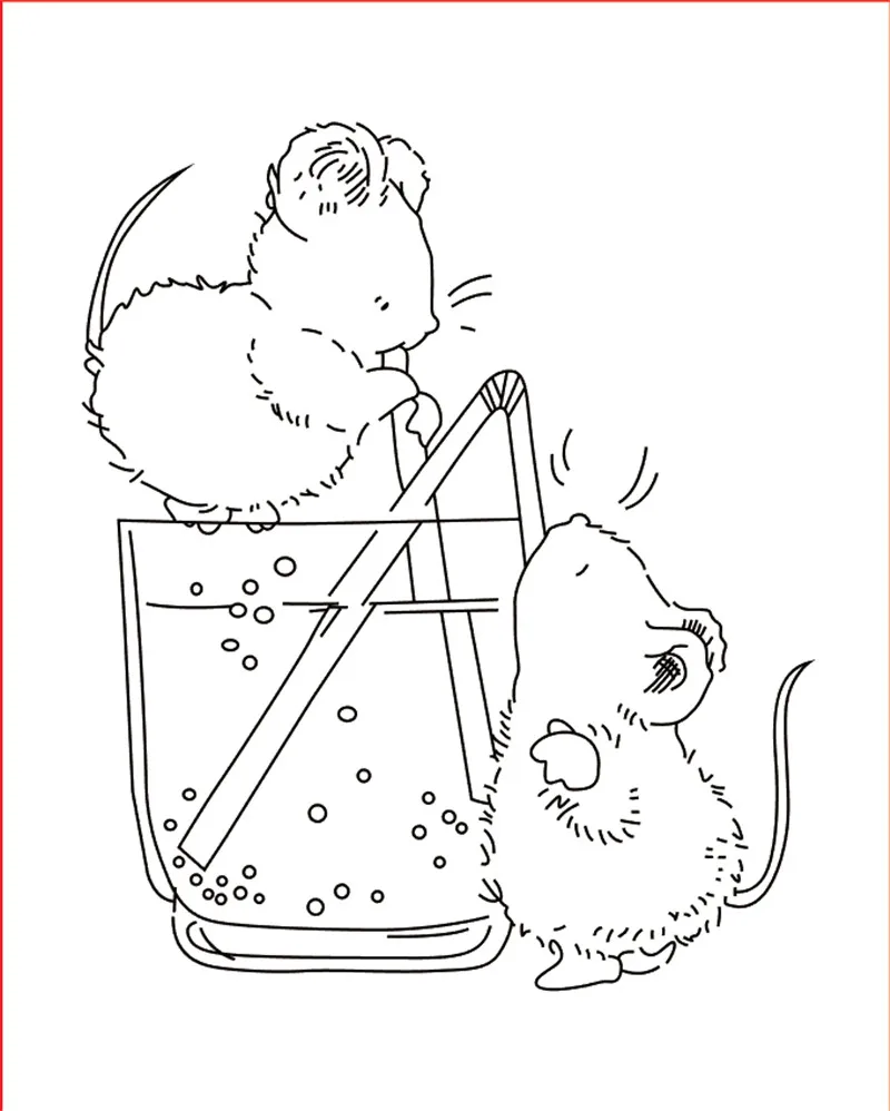 

10x8 Two little mice drinking water Transparent Clear Stamps for Scrapbooking for DIY Card Making Cutting Crafts Stencil