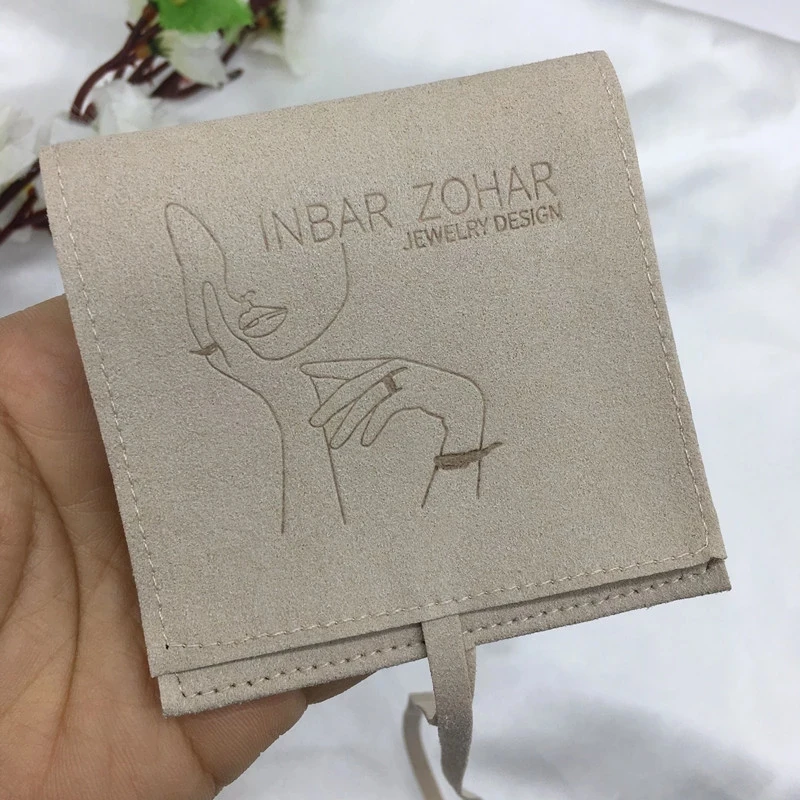 200pcs 8X8cm Jewelry Pouches Custom Logo Print Personalized Pouch Jewlery Bag Earrings Necklace Bracelet Jewelry Organizer Pouch