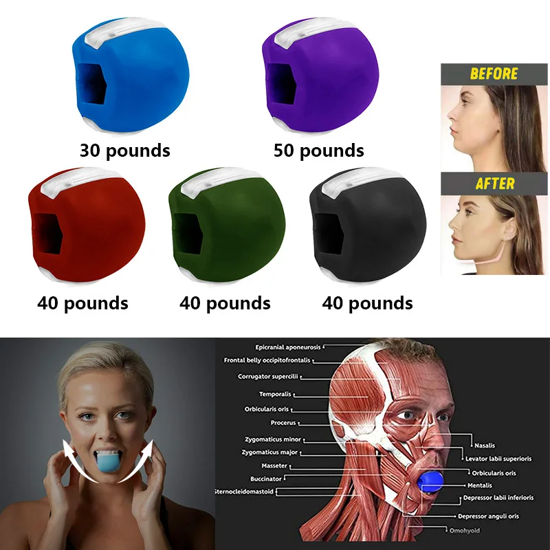 Fitness visage Masseter hommes visage pop n aller bouche mâchoire mâchoire Muscle exercice mâcher balle mâcher morsure briser entraînement corps soins de la peau |