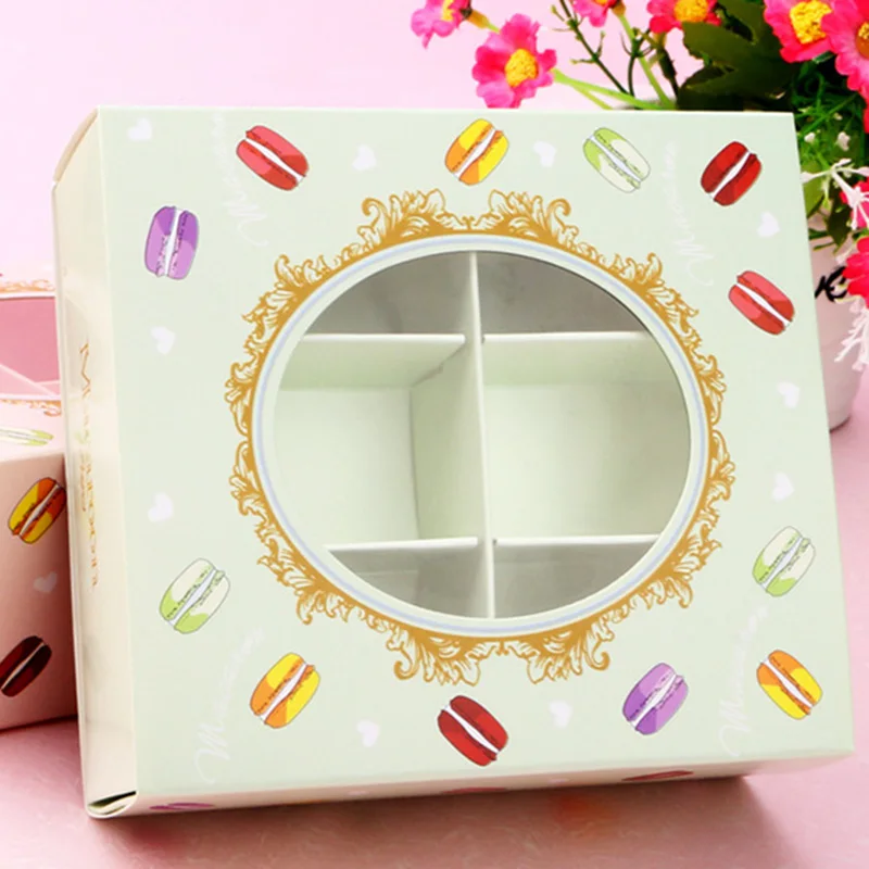 

20Pcs Macarons Box with Transparent Window Dessert Macarons Pastry Packaging Boxes Event Party Supplies Dec Green