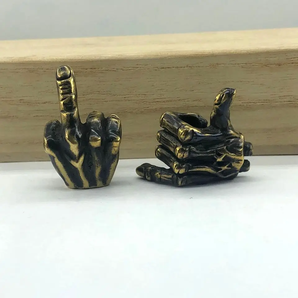 

EDC Knife Beads Brass Middle Finger/ Hand Shape Lanyard Bead Paracord Knife Tool