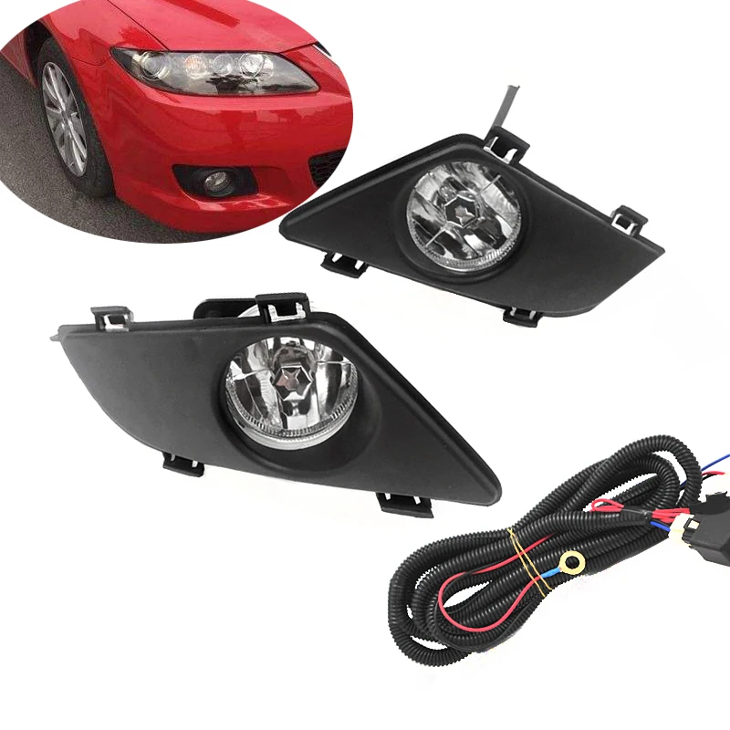 

Front Clear Fog Lights Lamp Lens w/Wiring Kits for Mazda 6 2003 2004 2005 Right Left and wire 1 set