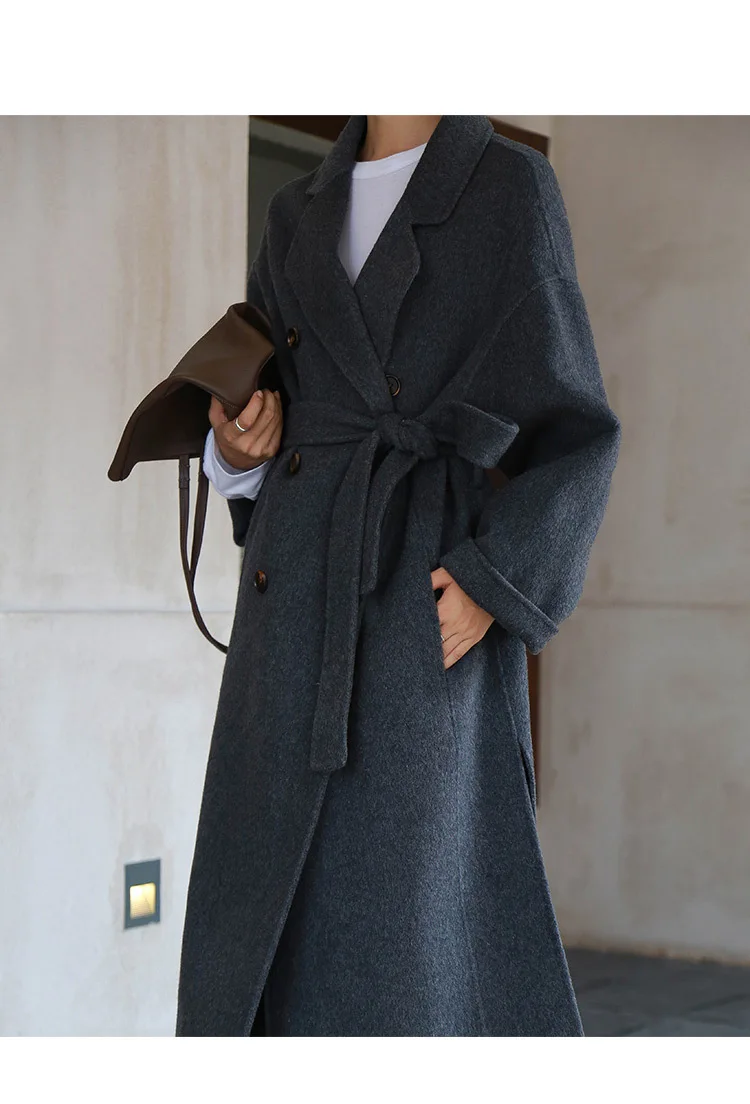 wool coat warm winter beige camel oversize maxi long outfit Wool Blends coat high quality