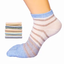 Хлопковые впитывающие пот носки с отдельными пятью пальцами ног женские повседневные японские короткие носки мягкие Нескользящие полосатые носки для девочек BAC638