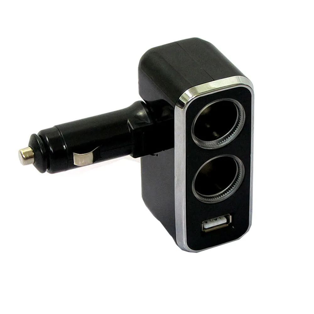 Черный USB зарядное устройство+ двойные вилки автомобильный прикуриватель удлинитель сплиттер автомобильный Стайлинг для мобильного телефона зарядное устройство авто