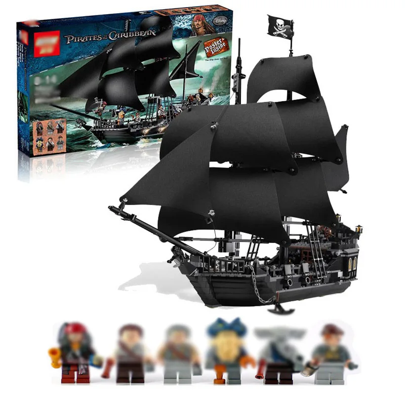 MOC 16016 4184 70810 22001 Пираты фильма Карибский корабль строительные блоки brickheadz Модель Строительный набор игрушка лодка - Цвет: Black Pearl Ship