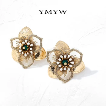 

YMYW Vintage Flower Stud Earrings Korean Exquisite Geometric Earrings Copper Jewelry for Women Gala Party Gift Accessories 2020