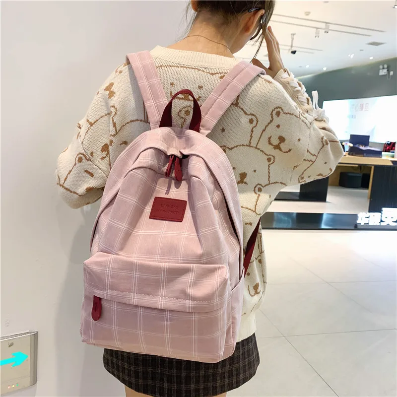 Fashion Girl College School Bag Casual New Simple Women Backpack Striped Book Packbags for Teenage Travel Shoulder Bag Rucksack