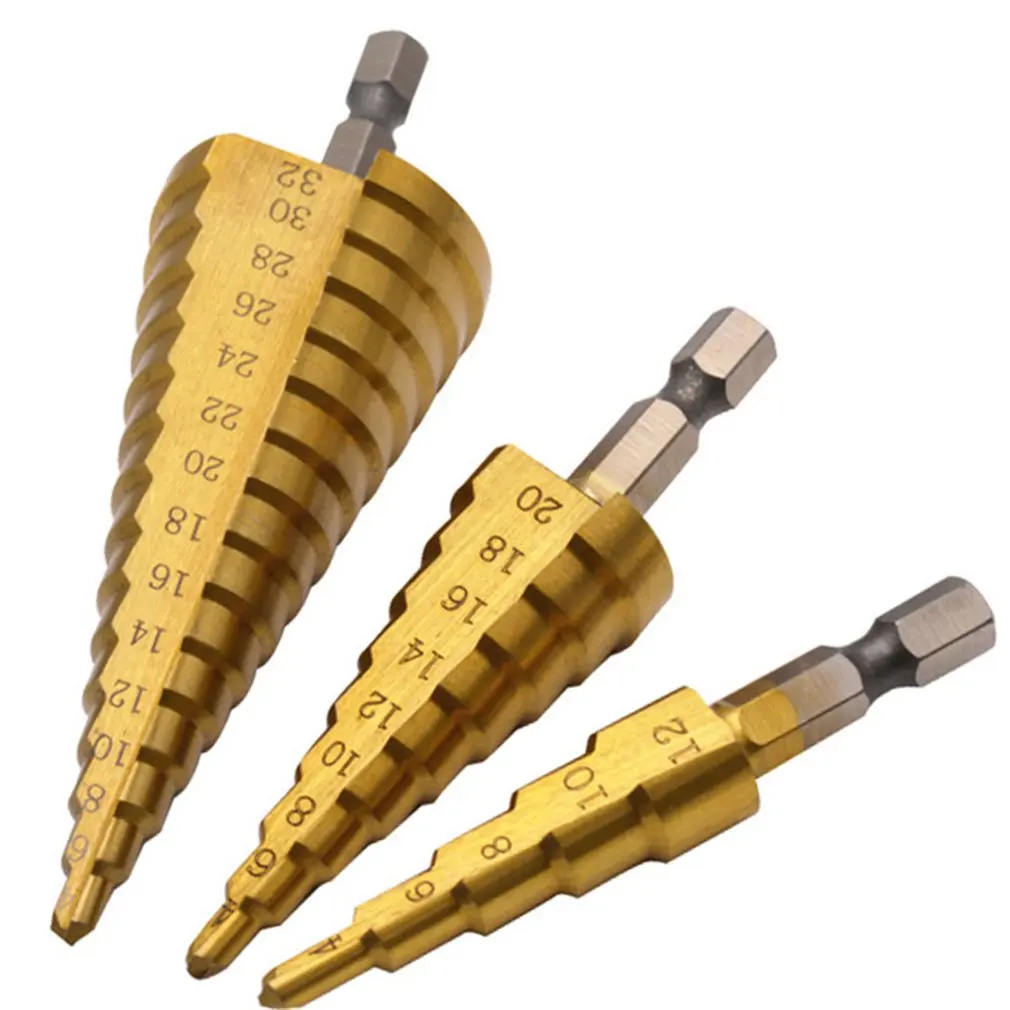 Шестигранный хвостовик прямой паз шаг дрель один 4-20 резак набор пагода дрель набор шестигранный хвостовик Шаг сверло конический набор